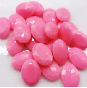 Strass de resina facetados ovalados rosa parte posterior plana para manualidades diy