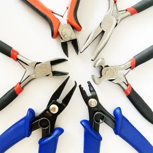 Mini jewelry pliers set for DIY crafts, wire wrapping, and beading tools main display.