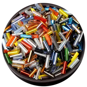 Colorful glass bugle beads for diy jewelry making, crafts, and clothing accessories.