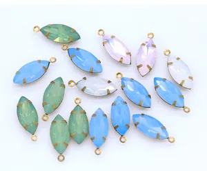 Marquise crystal rhinestone charms with metal claw settings for DIY bridal hair jewelry.