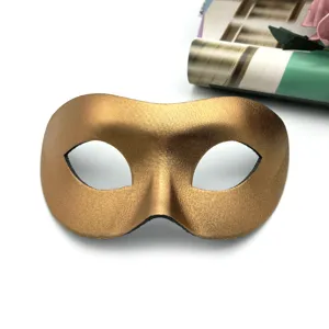 Golden masquerade eye mask for men, thick festival party dress-up prop with smooth curved design.