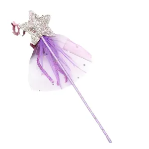 Jolie baguette magique étoile à paillettes tulle princesse enfant accessoire de fête.