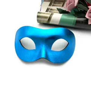 Blue half face mask for masquerade party Halloween vintage thick adult costume eye mask