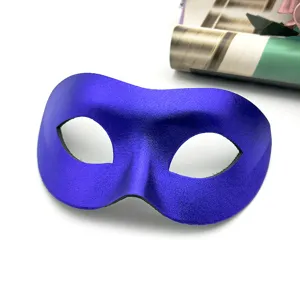 Blue half-face mask detail view, perfect for adult costume party, masquerade, and Halloween events.
