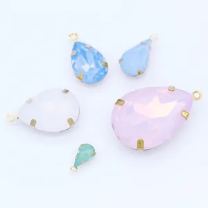 DIY Glass Rhinestone Pendants Drop Oval Shape Crystal Charms For Bride Dress Headwear Jewelry Making Accessories