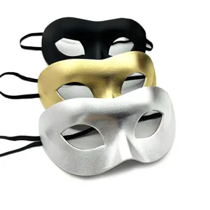 Classic adult half face masquerade mask set in black gold silver for party and halloween.