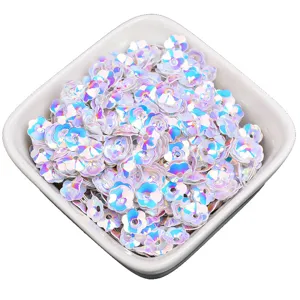 6mm iridescent plum blossom sequins for DIY crafts, clothing and wedding dress accessories.