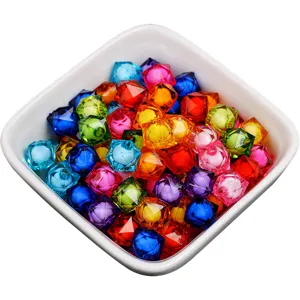 Colorful acrylic square bead-in-bead for kids DIY crafting and handmade jewelry making.