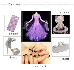 DIY flat-back glass rhinestones colorful nail art crystals for phone case and accessories.