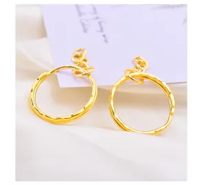 Gold plated metal key rings with extension chains, irregular round charms DIY buckles.