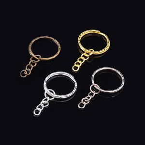 Metal Keychain Rings DIY Extension Chain Key Buckle Flat Rings Craft Accessories Gold Silver Bronze Key Ring Findings
