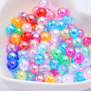 ABS Artificial Pearl Beads Double Hole Iridescent Loose Beads DIY Bracelet Necklace Jewelry Making Accessories Craft Supplies