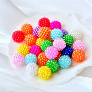 12mm ABS Cuentas de Perlas de Imitación Cuentas Sueltas Redondas Coloridas Bolas de Fresa para DIY Manualidades Joyería