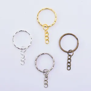 DIY metal key rings with extension chains 25mm flat split keychains hardware accessories