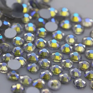 Flatback crystal rhinestones with paradise shine effect for stunning nail art and DIY decor.
