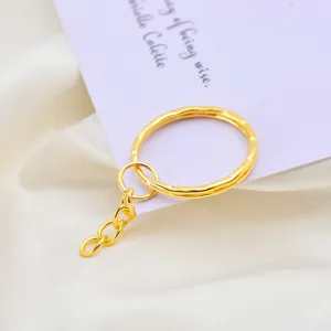 Gold plated metal keyring with extension chain keychain for bag diy craft supplies accessories