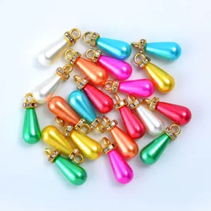 Kleurrijke druppel kunstparel hangers DIY sieraden accessoires met strass oogjes set.