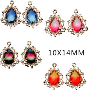 Cobre Vintage Degradado Cristal Facetado Colgante Lágrima DIY Pendientes Collar Horquilla Accesorios de Joyería