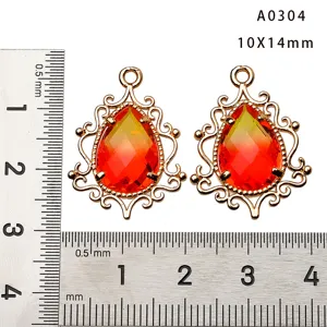 Colgante de lágrima de cristal degradado vintage chapado en cobre DIY 10x14mm