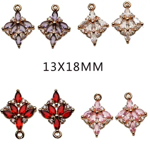 Copper Plated Rhinestone Crystal Single Pendant DIY Handmade Jewelry For Earring Necklace Making Accessories