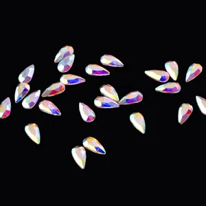 Strass para uñas en gota 4x8mm cristales de vidrio planos para decoración de uñas 3D