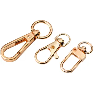 Mosquetones de metal dorado y ganchos giratorios para llaveros de bricolaje y bolsos.