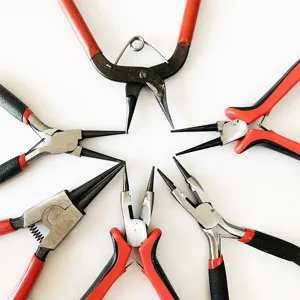 Professional mini jewelry pliers set for DIY crafting, wire cutting and beading tools.