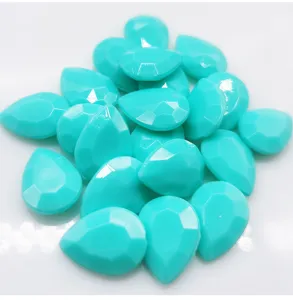Turquoise teardrop acrylic rhinestones for DIY phone case crafts shiny candy flatback crystal gems