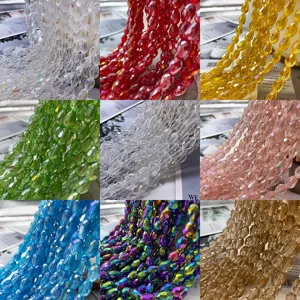 Crystal Glass Teardrop Beads AB Coated Loose Beads For DIY Jewelry Making Craft