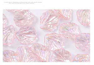 Cuentas de pétalos rosa translúcidos abalorios de flores acrílicas color AB para joyería DIY