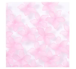 Cuentas de flores rosa translucidas de cinco petalos para horquillas Hanfu y manualidades.