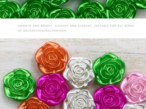 19mm Pearlescent Rose Flower Beads ABS Imitation Pearls DIY Craft Cream Glue Jewelry Making