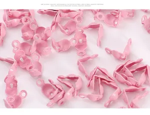 Pink metal cord ends crimp beads for DIY necklace bracelet jewelry making accessories size 4mm