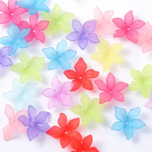 Cuentas Sueltas de Flores de Cinco Pétalos Coloridas Perla Artificial Pétalos de Acetato Para Horquilla Hanfu Accesorios de Artesanía de Joyería