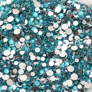 Mixed Size Flatback Resin Rhinestones Colorful Round Crystal Diamantes For Nail Art Phone Case DIY Crafts