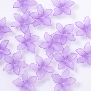 Cuentas de flores moradas de acetato para horquillas de pelo y creacion de joyas artesanales.