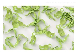 Detailed close-up of 4mm colorful metal bead chain connectors and cord ends for DIY jewelry.