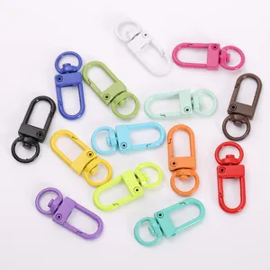 Candy Colored Metal Baking Varnish Spring Rotating Keychain U Shaped Small Gate Hook Bag Pendant