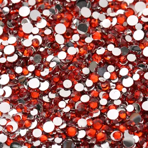 Mixed 2-5mm flatback resin rhinestones red crystal gems for nail art phone DIY 15g