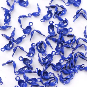 Blue metal bead tips cord ends for DIY jewelry making necklace bracelet clasp 4mm