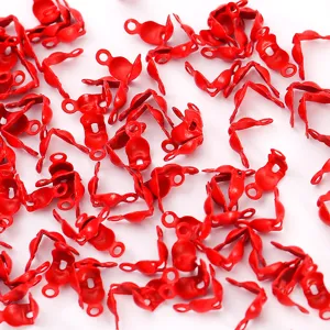Red metal bead tips crimp covers for DIY jewelry necklace and bracelet making connectors 4mm