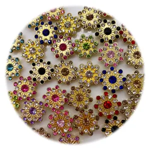 Bellissimi 14mm bottoni di fiori in strass per artigianato fai da te e accessori
