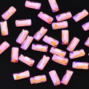Laser roze rechthoekige nagel strass steentjes platte achterkant kristal nail art