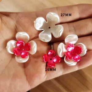 16mm 27mm Perlen Blumen Knöpfe vierblättrige DIY Bastelzubehör künstliche Blumenmaterialien