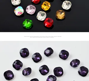 Crystal glass pointed back fat square rhinestones for DIY nail art clothing accessories.