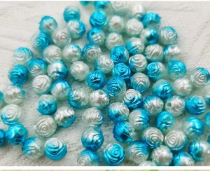 Perles ABS roses dégradé bleu et blanc pour bijoux DIY et décoration de mariage