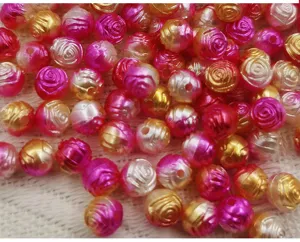 Perles en forme de rose dégradé ABS perles pour bricolage bijoux artisanat mariage décoration