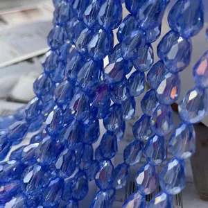 Blue crystal teardrop faceted beads, AB color glass loose beads for DIY jewelry making accessories