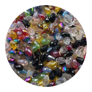 Colorful teardrop crystal glass beads mixed for DIY jewelry making, crafts and accessories.