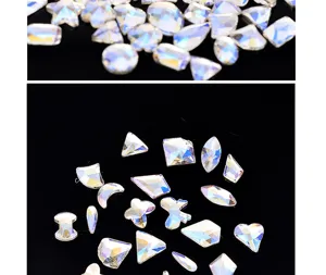 Strass per unghie in vetro di varie forme aurora cristalli per decorazione nail art.